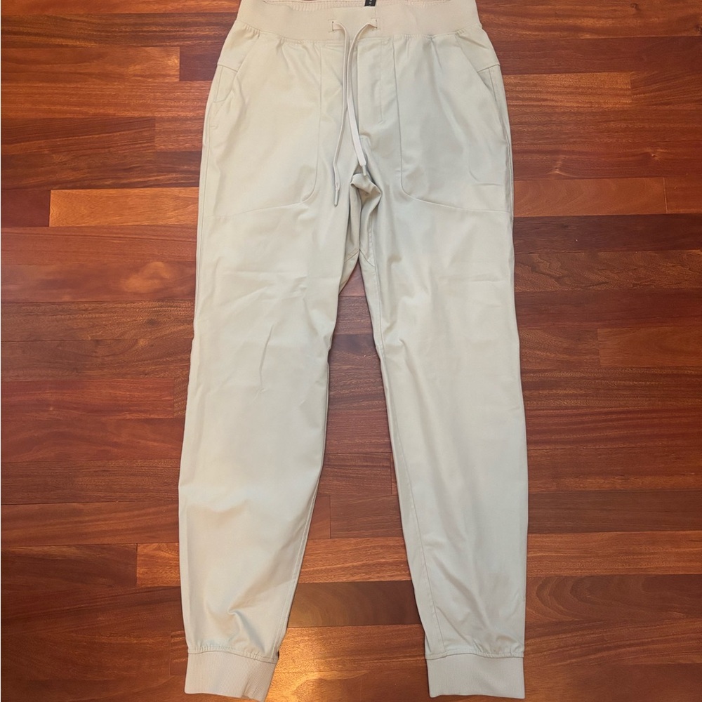 Tan Lululemon Jogger Sweatpants with Elastic Cuffs and Tapered Legs